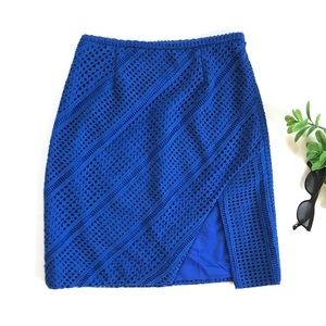 Stylestalker Blue Crochet Mini Skirt Size XS